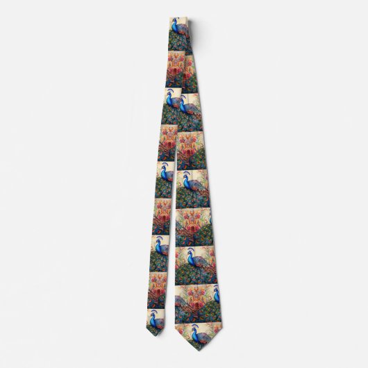 Elegant Unique Bold Peacock Necktie Krawatte (Rückseite)