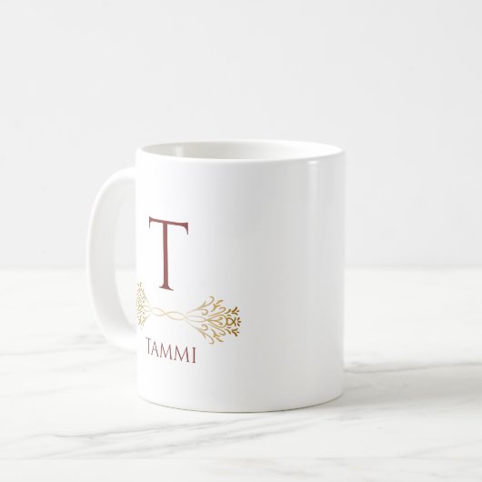 Elegant Unique Personalize Monogram Name Christmas Kaffeetasse (Vorderseite Links)