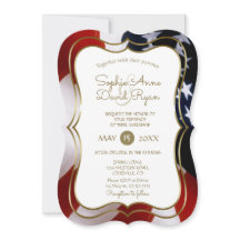 Elegant Unique USA Flag Gold Wedding Einladung