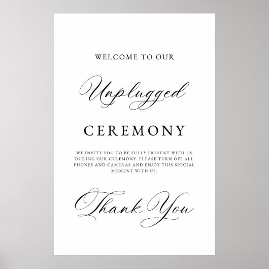 Elegant Unplugged Wedding Ceremony Sign | Modern  Poster (Vorne)