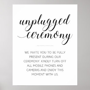 Elegant Unplugged Wedding Zeremony Sign Poster