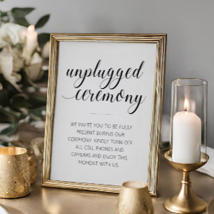 Elegant Unplugged Wedding Zeremony Sign Poster