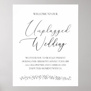Elegant Unplugged Wedding Zeremony Sign Poster