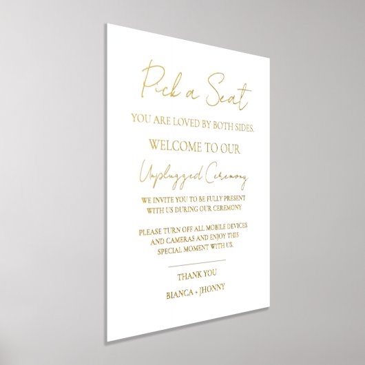 Elegant Unplugged Zeremonie Begrüßungszeichen Foliendrucke (Ablage )