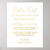 Elegant Unplugged Zeremonie Begrüßungszeichen Foliendrucke (Vorderseite)