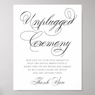 Elegant Unplugged Zeremony Black Calligraphy Poster