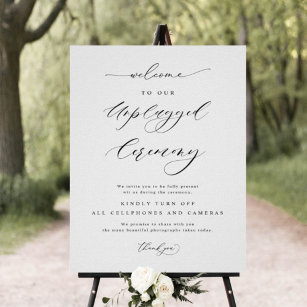 Elegant Unplugged Zeremony Vertical Wedding Sign Poster