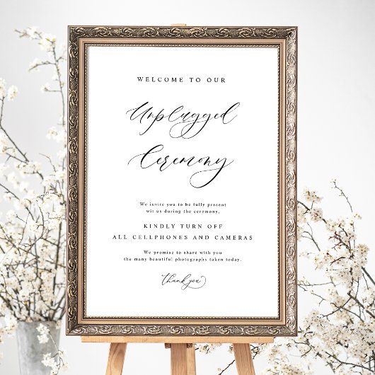 Elegant Unplugged Zeremony Wedding Vertical Sign Poster