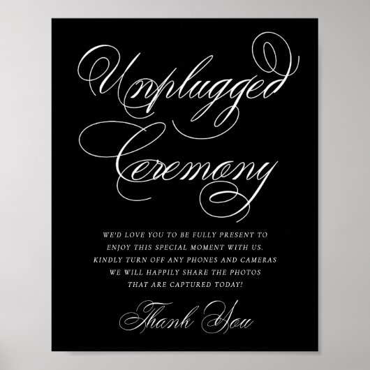 Elegant Unplugged Zeremony White Calligraphy Poster (Vorne)
