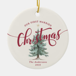 Elegant unser erster verheirateter Weihnachtsbaum  Keramik Ornament