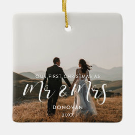 Elegant Unser erstes Foto zur Weihnachtszeit Keramikornament