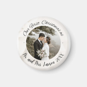 Elegant Unser erstes Foto zur Weihnachtszeit Magnet