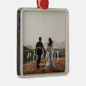 Elegant Unser erstes Foto zur Weihnachtszeit Ornament Aus Metall (Rechts)