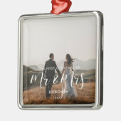 Elegant Unser erstes Foto zur Weihnachtszeit Ornament Aus Metall (Links)