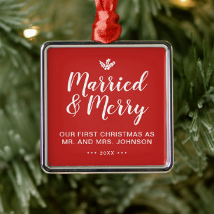 Elegant unser erstes Weihnachten verheiratet und f Ornament Aus Metall