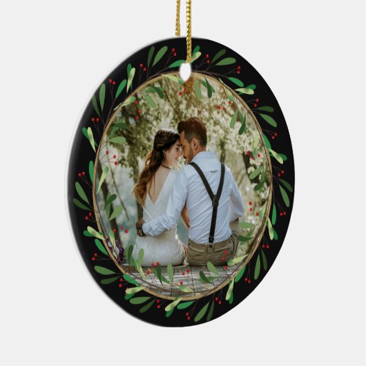 Elegant Unser erstes Weihnachtslied Mr. and Mrs. F Keramik Ornament (Rechts)