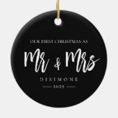 Elegant Unser erstes Weihnachtslied Mr. and Mrs. F Keramik Ornament (Hinten)