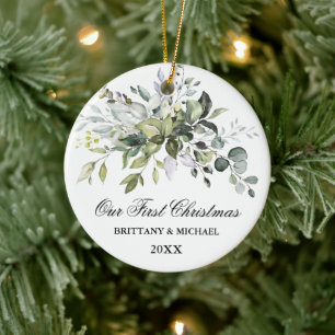 Elegant Unser First Christmas Keramik Ornament
