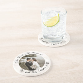 Elegant Unser Foto zum Hochzeitsfest zum ersten Ma Getränkeuntersetzer