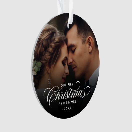 Elegant unsere ersten Weihnachten als Mr. & Mrs. 2 Ornament (Vorderseite)