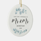 Elegant Unsere ersten Weihnachten als Mr. und Mr.  Keramik Ornament (Rechts)