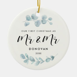 Elegant Unsere ersten Weihnachten als Mr. und Mr.  Keramik Ornament