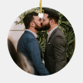 Elegant Unsere ersten Weihnachten als Mr. und Mr.  Keramik Ornament (Hinten)