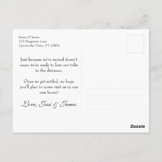 Elegant unsere neue Adresse Bordering Green & Whit Postkarte (Rückseite)