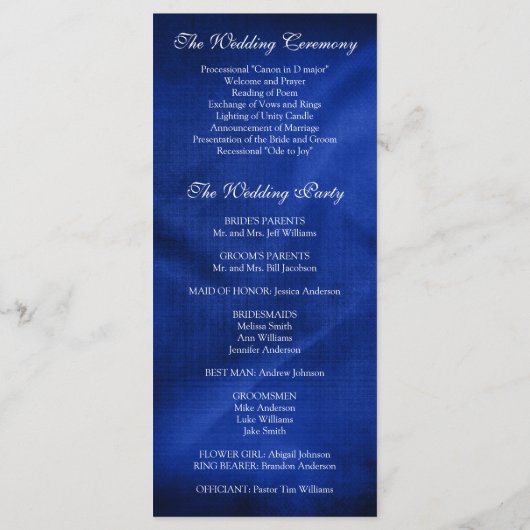 Elegant unter dem Mondlicht-Hochzeitsprogramm Programm (Rückseite)