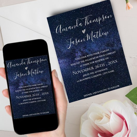 Elegant unter den STARS Themed Wedding Vow Erneuer Einladung