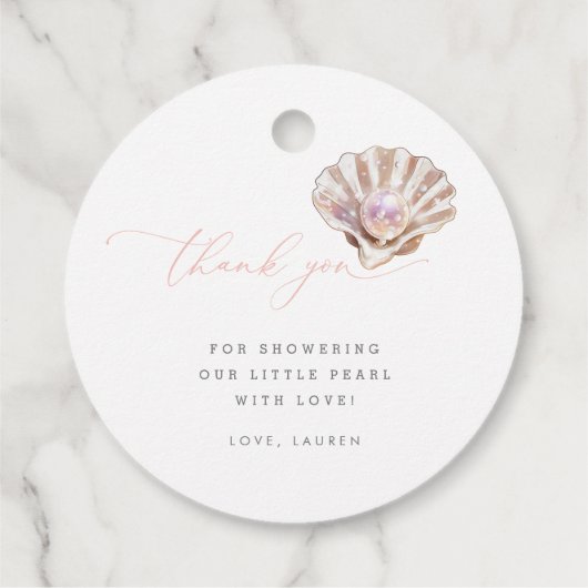 Elegant unter der kleinen Perldusche Geschenkanhänger (Rückseite)