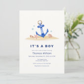 Elegant unter der Nautical Anchor Babydusche Einladung (Stehend Vorderseite)