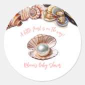Elegant unter der Sea Girl Pearl Baby Dusche Runder Aufkleber (Vorderseite)
