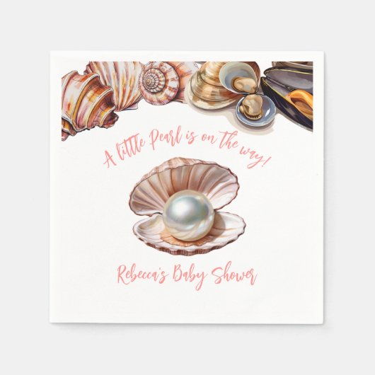 Elegant unter der Sea Girl Pearl Baby Dusche Serviette (Vorderseite)