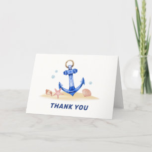 Elegant unter Sea Nautical Anchor Boy Baby Shower Dankeskarte