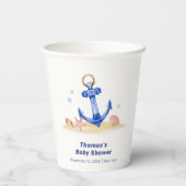 Elegant unter Sea Nautical Anchor Boy Baby Shower Pappbecher (Rückseite)