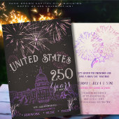 Elegant US 250 Years Firework Purple Capitol Hill  Einladung
