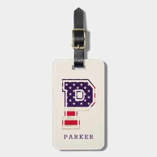 Elegant USA Flag Monogram P Gepäckanhänger (Vorderseite vertikal)