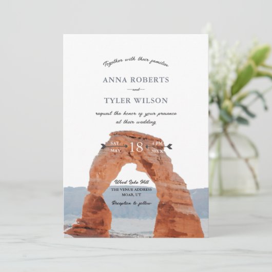 Elegant Utah Wedding W/UAWG QR Code Einladung (Stehend Vorderseite)