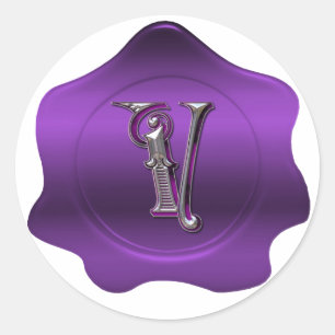 Elegant V Monogram Lila Wax Siegel Look Sticker