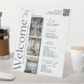 Elegant Vacation Rental Host Photo QR Welcome Sign Sockelschild (In Situ)