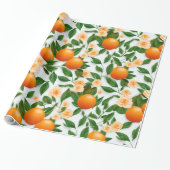 Elegant Valencia Orange Floral Geschenkpapier (Ungerollt)