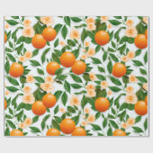 Elegant Valencia Orange Floral Geschenkpapier (Flach)