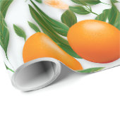 Elegant Valencia Orange Floral Geschenkpapier (Rolleneckpunkt)