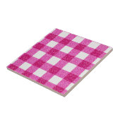 Elegant Valentine Pink Glitter Tartan on White Fliese (Seite)