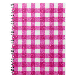 Elegant Valentine Pink Glitter Tartan on White Notizblock