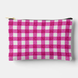 Elegant Valentine Pink Glitter Tartan on White Zubehörtasche
