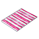 Elegant Valentine Pink Silver Hearts on Striped Notizblock (Linke Seite)