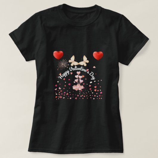 Elegant Valentine's Hearts & Butterfly Women's Tee (Design vorne)