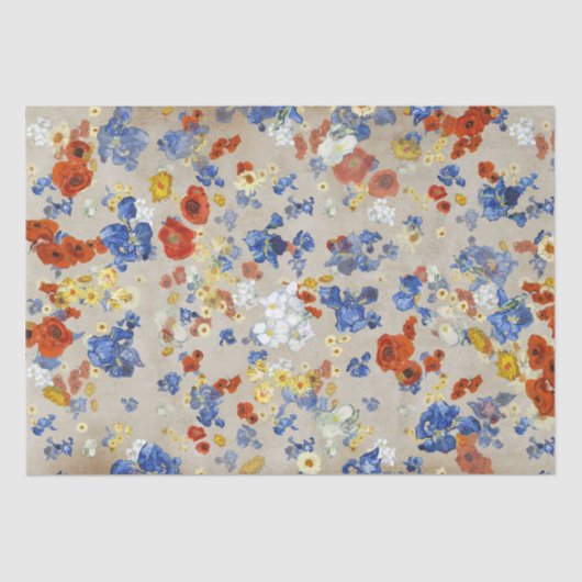 Elegant Van Gogh's Blue Iris Poppies Kraft Seidenpapier (Vorderseite)